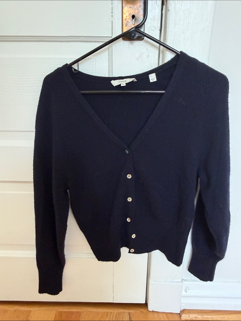 Vince Navy V-Neck Button Cardigan Sweater - Women
